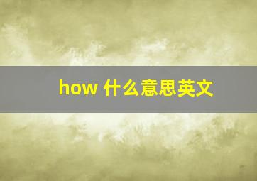 how 什么意思英文